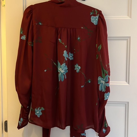 Joie 100% Silk Long Sleeve Blouse Size M, Neck Tie - Picture 7 of 9